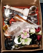 Mixed Lot Of Collectables and Oddments, Comprising Cutlery, Onyx Ashtray, Glass Paperweight,