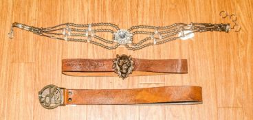 Three Various Belts comprising 2 leather an 1 Silverstone Beads