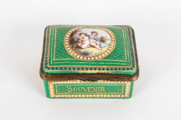 Sevres - Grand Tour Fine Hand Painted and Signed Ceramic and Gold Metal Hinged Trinket Box. The