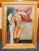 Early 20thC Oil On Board Depicting A Reclining Nude, Unsigned, Marked To Back I Hardcastle