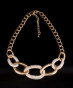 Swarovski Style Crystal Oversized Chain Link Necklace, with graduated, oversized, oval chain links
