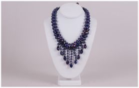 Butler & Wilson Style Statement Necklace and Earrings Set, the necklace, collar style with a bib