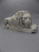 Canova Reconstituted Stone Reproduction Sleeping Lion Sculpture,