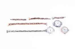 3 Early To Mid 20thC Wristwatches, Odd Expandable Bracelets,