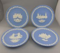 A Collection of Four Wedgwood Jasper Early Christmas Plates comprising 1974 1975 1976 1977.