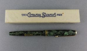 Late 1950's/Early 60's Conway Stewart 73 Fountain Pen In Green Hatch Design, 14ct Number 4 Nib,