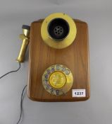 Old Fashioned Style Wall Mounted Telephone, Mahogany Case With Brass Fittings,
