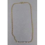 Ladies 9ct Gold Necklace Set with Pearls. Marked 375 and Fully Hallmarked. 15 Inches In Length.