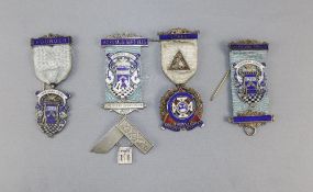 Masonic Fine Silver and Enamel Jewells (4) in total. From The Landmark Lodge 7273. Circ 1960/1970's.