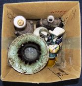 Mixed Box Comprising Various Pottery/Porcelain Items To Include 2 Maioliche Deruta Corked Vessels,