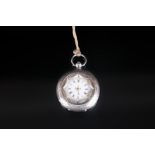 Swiss Early 20th Century Silver Ornate Ladies Keywind Open Faced Pocket Watch marked 93.