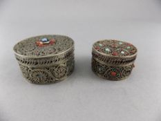 Antique - Fine Quality Silver Wired and Worked Circular Lidded Pill Boxes.