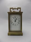 Antique - Heavy English Brass Carriage Clock with Eight Day Movement, Visible Escapement,