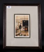 G.W Birks Pencil Signed Artists Proof Colour Print 'School Time' mounted & framed behind glass. 7.