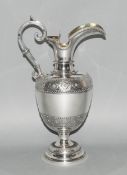 Victorian - Very Fine and Impressive Cellini Style Silver Claret Jug with Ewer Shaped Form onto a