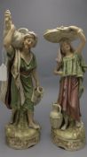 Royal Dux Fine Pair of Porcelain Hand Painted Figures ' Eastern Water-Carriers ' c.1900.