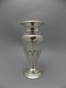 George V Stylish Silver Vase with Fluted Body, Raised on a Circular Stepped Base.