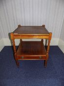 Small Square Occasional Table With Leather Topped Brush Slide And Single Drawer To Base,