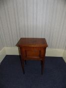 Mahogany Sewing Table, Hinged Top Containing 2 Removable Trays, Raised On Square Tapering Legs,