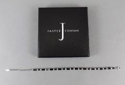 Jasper Conran - Channel Set Sterling Silver Fashion Bracelet, Set with Black Jet Stones. Marked 925.