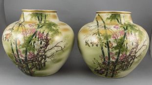 Japanese - Impressive and Fine Pair of Mid 20th Century Large Globular Shaped Vases,
