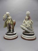 French Pair of 19thC Hand Painted Bisque Male and Female Figures in 18thC French Dress.