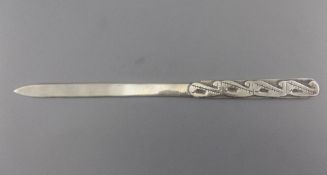 A Vintage Mexican Silver Letter Opener, with Applied and Styalished Handle. Marked 925 Silver.