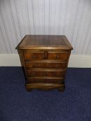 Small Chest Of Drawers, 2 Short Above 3 Long Drawers Raised On Bracket Feet, Height 22 Inches,
