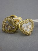 Chopard 18ct Gold Happy Diamond Stud Earrings, Heart Shaped Design,