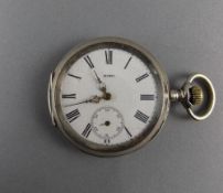 Swiss - Bobi Antique Silver Open Faced Key Wind Pocket Watch, with White Porcelain Dial, Remontoir,