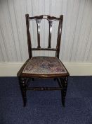 Small Edwardian Mahogany Bedroom Chair With String Inlay,