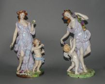 Meissen - Fine Pair of 19th Century Porcelain Figurines of Venus with Attendant Cherubs.