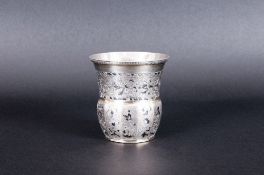 Russian Silver Niello Beaker Of Unusual Shaped Form,