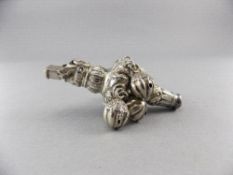 Victorian - Embossed Silver Baby's Rattle with Six Bells. 3 Inches In Length. Handle Missing.