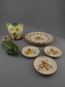 Masons 'Teddy Bears' Series Dishes comprising large and medium saucer and three coaster size,