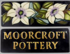 Moorcroft - Floral Cabinet / Shop Display, Toblerone Shaped Name Plaque. Date 2001. 2.