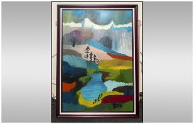 Michael Steinpichler Austrian Artist Born 1943 Titled 'Mountain Fields' Oil on canvas,