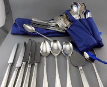 8 Piece Silver Plated Cutlery Set comprising 4 serving spoons, pair of salad servers,