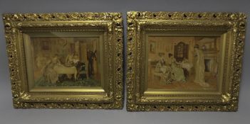 A Pair of Victorian Hand Finished Mezzotints within Very FIne Gilt Wood Openwork Period Frames and