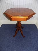 Italian Mahogany Occasional Table Octagonal Top With Maple Inlay Raised On A Turned Column And 4