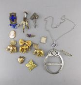 Small Collection of Interesting Vintage Costume Jewellery including Art Deco pendant, stone set