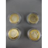 Royal Mint Elizabeth II Silver Proof - Commemorate Two Pound Coins with 24ct Gold Covered Borders (