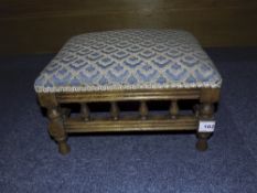 Early 20thC Footstool, Padded Top With Turned Gallery Frieze,