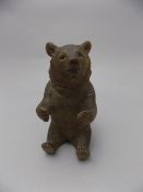 Late 19th/Early 20thC Small Carved Black Forest Bear, Realistically Modelled, Hinged Head With Well,