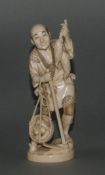 Japanese - 19th Century Very Finely Carved Ivory Okimono Figure,