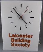 Leicester Building Society Official White Plastic Electric Hanging Clock,