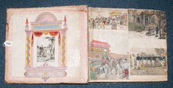 Large Victorian Scrap Album Containing Hundreds Of Newspaper Leaflet Illustrations, Some Hand