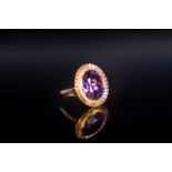 18ct Gold Collet Set Large Single Stone Sapphire Ring the colour change Sapphire (blue to purple)