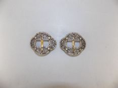 Georgian Pair of Shoe Buckles, probably silver gilt, with white paste stones, with typical