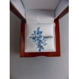 Swiss Blue Topaz Leaf Ring, 4.